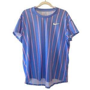 Women’s Nike Striped Scoop Neck Jersey Size XL Blue